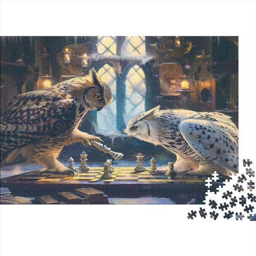 lihuogongsio Play Chess Jigsaw Puzzles 1000 Pieces Horned Owl DIY Puzzle Toys Relax Puzzles Games Home Decoration Impossible Puzzles Games Gift Multi Colour 1000pcs (75x50cm)
