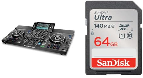 Denon DJ SC LIVE 4 - Standalone DJ Controller, 4-Channel Mixer, Amazon Music Unlimited Streaming & SanDisk 64GB Ultra SDXC card up to 140 MB/s with A1 App Performance UHS-I Class 10 U1