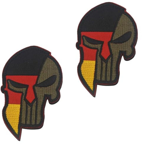 2 Stück Totenkopf Bestickt Lustige Patch Abnehmbare Aufnäher mit Nylon Taktische Militär Flagge Patch Applikation für Taschen Jacke Weste Kleidung Baseballkappe Rucksäcke Draussen