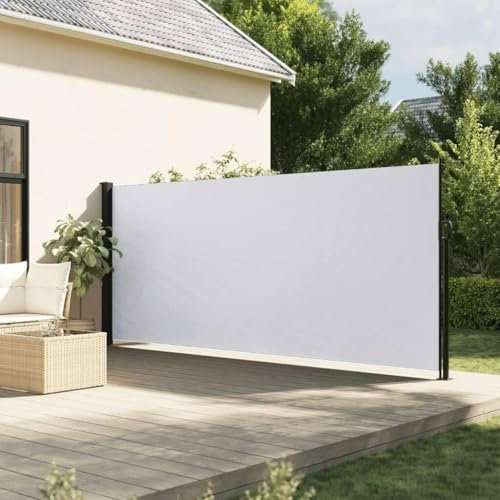 Store latéral rétractable - Brise-vue pour jardin, balcon - Brise-vue - Brise-vent - Pour extérieur - 160 x 600 cm - Blanc