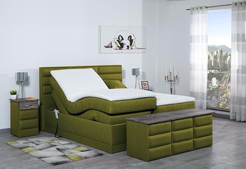 Boxspringbett Pino 240x220, WT-Grasgrün, 7-Zohnen Taschenfederkernmatratze, Ergoflex - Inklusive Aufbau - Deutscher Hersteller