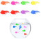 QEDBOJE 8 pièces Poissons artificiels Mobiles étirable flottant en caoutchouc souple, Rouges flottants, Simulation pour Enfants Jouets de Bain, Jouet Piscine, Enfant Jouet, Poisson Bain