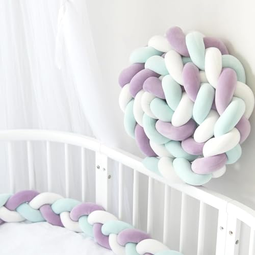 PTKG Bettschlange Geflochten, Geflochtenes Seitenschläferkissen,Stillkissen Geflochten Bettrolle Geflochtene Bettschlange Baby,Superweich Knotenkissen Bettrolle Zierkissen Bettumrandung,A07,3m