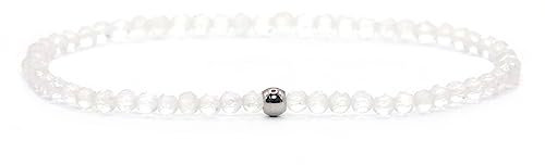 Echtes Bergkristall Edelstein Armband mit facettierten 3mm Perlen - verschiedene Längen - Heilstein Schutzstein Edelsteinarmband Glücksbringer Talisman Geschenk (Bergkristall, 18CM)
