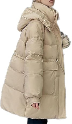 Generico Piumino Donna Invernale Lungo con Cappuccio Cappotto Impermeabile Imbottita in Cotone Giacca Parka Cappotto Foderato in Pile Giacca Donna Sherpa Foderato Caldo Antivento di Nuova Moda