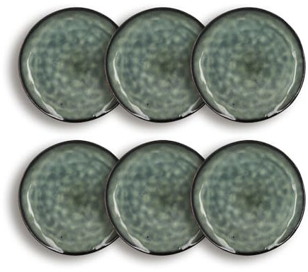 OGO LIVING - Lot6 assiettes à dessert grenada 20.5cm en grès vert foncé - 2614491