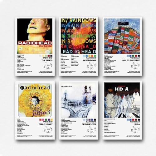 Gufatoo Radiohead-Poster, Rockband, Musikalbum, Musikposter für Zimmer, ästhetische Leinwand, Wandkunst, Schlafzimmerdekoration, 20 x 30 cm
