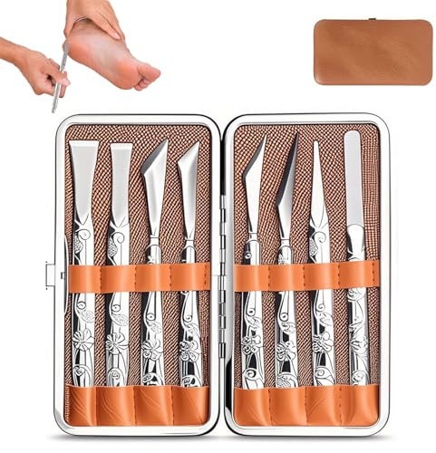 ORARTMM Professional Nail File Kit,8-Piece Pedicure Set with Foot File & Callus Scraper,Hard Skin Remover, Cuticle Remover, Ingrown Toenail Tool, Blackhead Tool,Manicurist Foot Care Tools
