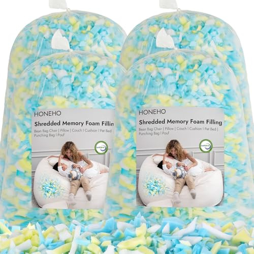 HONEHO 20lbs Shredded Memory Foam Bean Bag Filler, Soft Bean Bag Filling