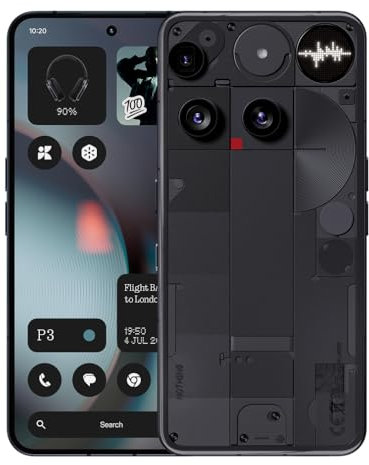 Nothing Phone (3) – Smartphone con Triple Cámara 50MP, Batería de Silicio Carbono de Larga Duración 24h, Pantalla AMOLED 6,67 con 120Hz y Glyph Matrix, 16GB + 512GB - Negro