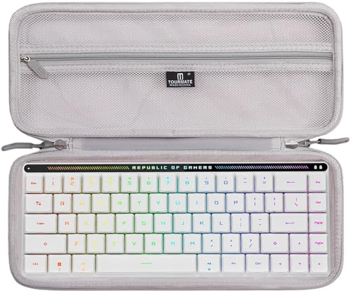 Tourmate Hard Storage Case for ASUS ROG RX/ROG Ace HFX/NX Slimmest 65% Keyboard - Travel Case for CORBOBO Aula WIN60/GEODMAER/Xtrfy/EPOMAKER/Higround Trailhead(Box for Sale(Linen Gray & Light Gray)