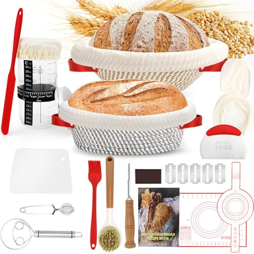IIRC Sauerteig Starter Set, Brot Gärkörbchen Set, Sauerteig Zubehör für Anfänger, Erfahrener Bäcker