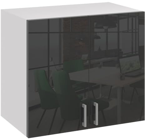 roe furniture Küchenhängeschrank 80 cm – Küchenoberschrank mit 2 Türen & 2 Regalfächern – Wandschrank für Küche, 80×60×31,6 cm – Hängeschrank aus Holzwerkstoff, Wandmontage