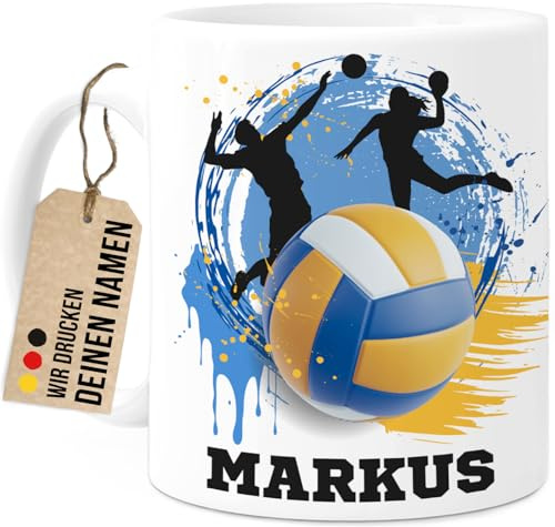 Tassenliebling® Volleyball Tasse personalisiert - Weiß - Geschenk für Volleyballspieler - Volleyball Geschenk - Tasse mit Namen - Geschenke für Sportler - 330ml Keramik