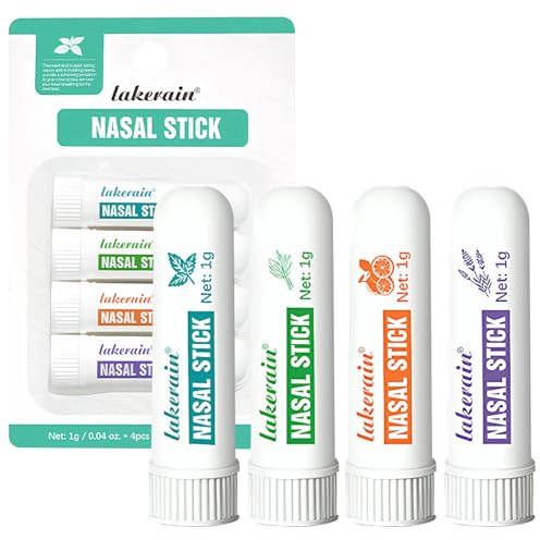 4 Stück Nasal Stick,Minze-Aromatherapie-Naseninhalator,Öle Inhalator-Röhren | Riechstifte für ätherische öle,Für Reisen Und Erhöhen Konzentration Und Cleaning the Nasal Passages