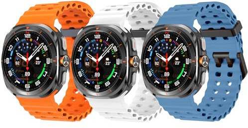 Tnhsvp 3 Piezas Correa Compatible con Samsung Galaxy Watch Ultra 47mm (2025/2024), Deportiva Pulsera de Silicona Suave Transpirable e Impermeable para Hombre Mujer.