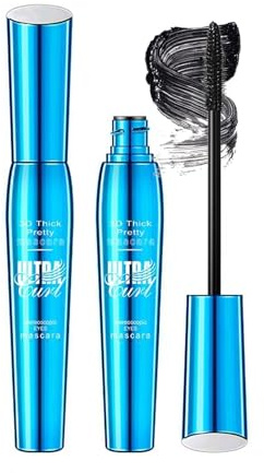 5D Seidenfaser Schwarze Mascara Wasserdicht Langlebig nicht Blühende Augenvimpiren Mascara dicke Curling,Volumen- und Längenverstärkende Waterproof-wimperntusche,Gebogene Bürste für Schwung&Definition
