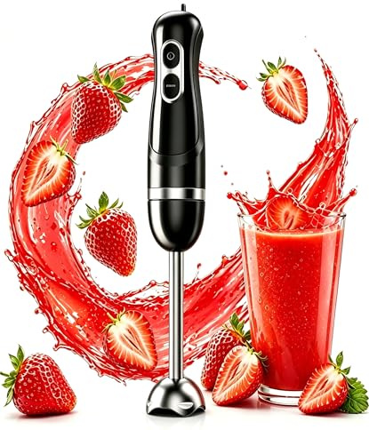 BESROY Frullatore a Immersione 1100W, Mixer ad Immersione Elettrico con 2 Velocità + Turbo, Acciaio Inox, Lavabile in Lavastoviglie, Frullatore a Mano per Omogeneizzati, Smoothie & Vellutate, Nero