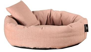 Rohrschneider Kuschelinsel für Hunde und Katzen, Recyceltes Material aus PET-Flaschen, Herausnehmbares Innenkissen, Abnehmbarer Bezug, Grau oder Rosa, versch. Größen (Rosa, S: 50x15cm)
