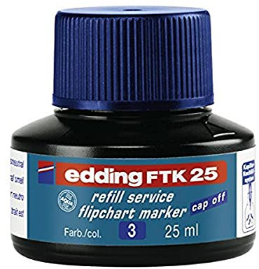 edding FTK 25 Nachfülltinte - blau - 25 ml - mit Kapillarsystem ideal für sauberes und unkompliziertes Nachfüllen fast aller edding Flipchartmarker