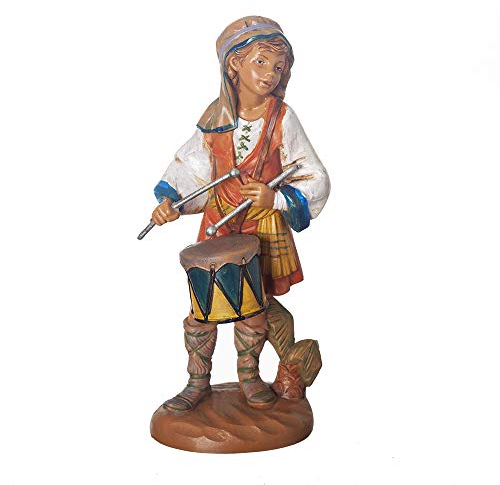 Fontanini, Krippenfigur, Jareth der Drummer Boy, 19,1 cm, Kollektion, handgefertigt in Italien, entworfen und hergestellt in der Toskana, Polymer, handbemalt, italienisch, detailliert