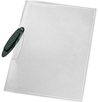 Veloflex 4940280 Klemmmappe, A4, PP, transparent, mit drehbarem Clip, Schwarz