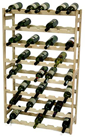 MODO24 Flaschenregal, Weinregal Holz für 56 Flaschen, Weinschrank, Weinständer, Getränkeregal, Weinflaschenhalter, Flaschen Organizer, Weinschrank, Abmessungen 118x72x25 cm, Farben: Naturholz