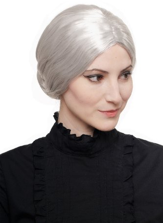 WIG ME UP - 3542-P68A Fasching Karneval Halloween Perücke Oma Gouvernante Dutt Großmutter Klavierlehrerin **Erwachsene**