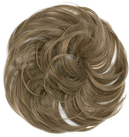 CAISHA Haargummi Bella Hochsteckfrisuren Haarteil Hochzeitfrisuren Voluminös Leicht Gewellt Hitzebeständige Kunstfaser DM17cm Brünett G12B