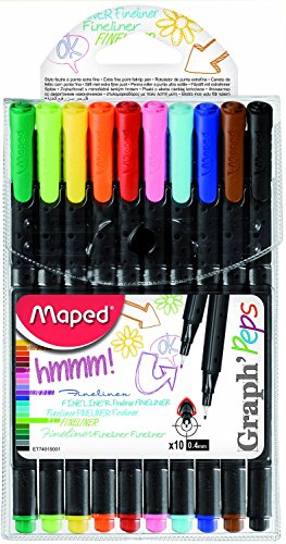 Maped M749150 - Fineliner Graph Peps, Metallspitze 0.4 mm, 10er Packung