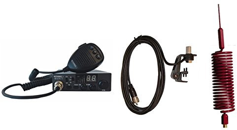 Moonraker Minor II Plus CB Radio Kit, 80 Channel, 12v/24v, with Mini Tornado Stinger Antenna and Gutter Mount (Red)
