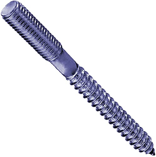 MegaHaustechnik 5 Stück Stockschrauben M12 x 180mm aus Stahl verzinkt silber, Größe M12 Durchmesser 12mm, Länge 180mm, Gewindestifte Schraubstifte Doppelgewinde Metrisches und Holzgewinde