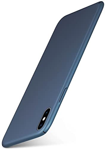 moex Alpha Case für Apple iPhone XS Max Hülle Ultra Dünn, Schutzhülle mit erhöhtem Kameraschutz, Slim Cover Hardcase Backcover, Dünnste Handyhülle Minimalistisch, Metallic Blau