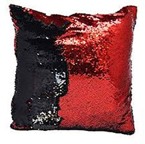 Mr. Gadget Solutions® - Funda de cojín Reversible, diseño de Sirena, con Lentejuelas, Color Rojo y Negro