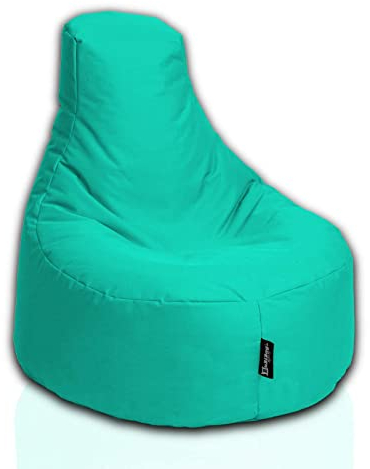 BuBiBag Gamer Sitzsack, Lounge Sessel, Gaming Sitzsäcke, Indoor & Outdoor Kissen für Kinder und Erwachsene (Türkis;Ø:80cm)