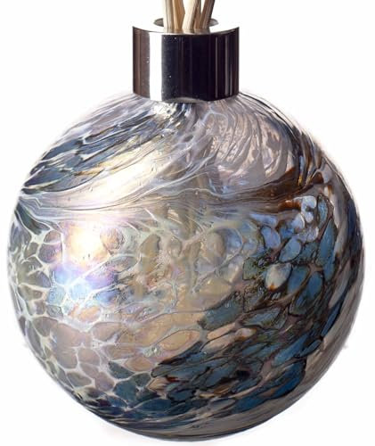 Amelia Art Glass Reed Diffuser Sphere - White, Blue & Grey
