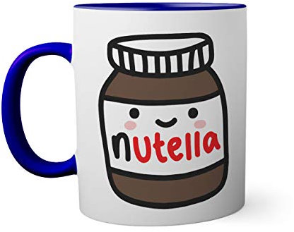 Nutella Jar Happy And Shy Tasse innen und am Henkel dunkelblau außen weiß 330ml