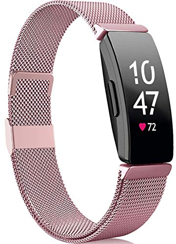 Faliogo Kompatibel mit Fitbit Inspire Armband/Fitbit Inspire 2 Armband/Fitbit Inspire HR Armband, Metall Edelstahl Ersatzarmband mit Magnetverschluss Kompatibel mit Ace 2, Klein Roségold