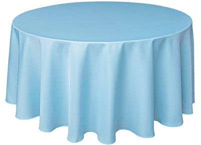 Biscaynebay Runde Tischdecken aus strukturiertem Stoff, 228,6 cm, hellblau, wasserabweisend, waschbar, Tischdecken, Kreise, Klapptischdecken, Leinen für Esszimmer, Küche, Hochzeit, Partys usw.