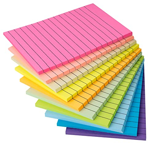 10 Farbige Haftnotizen Notizzettel - 100 x 150 mm Sticky Notes Selbstklebende Haftnotizzettel Klebezettel bunt zettel farbig Notizblöcke für Büro Haus, 50 Blatt pro Stück