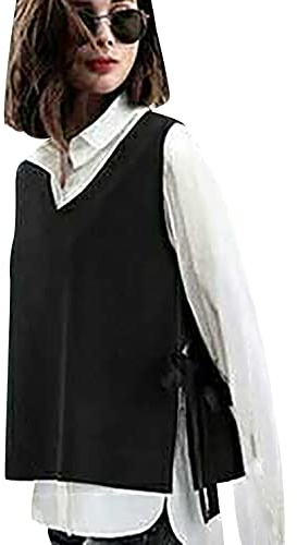 Pull Sans Manche Femme Col V Pull Sans Manches Femme Gilet Maille Femme Gilet Tricot Tricoté Femme Pullover Chandail Femme Sans Manche Gilets Tricote Femme Large Oversize Pulls Sans Manche Fine