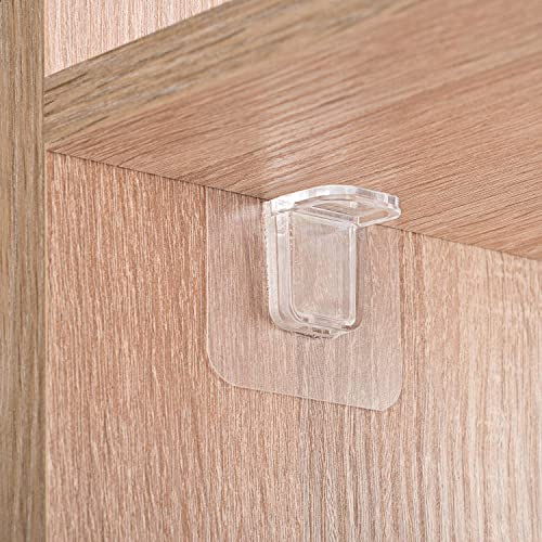 TECBULL® 48 Schrankboden Halter 2-teilig selbstklebend, extra große Klebefläche, Einlegeboden Halter, ohne Bohren, Bodenträger, Regalbodenträger, Schrankbretter Halterung transparent