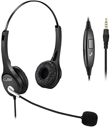 PC Headset Handy mit Mikrofon Noise Cancelling & Lautstärkeregler, 3,5mm Klinke PC Kopfhörer für iPhone Samsung Laptop Computer Business Skype Home Office Call Center, Leicht & Komfort