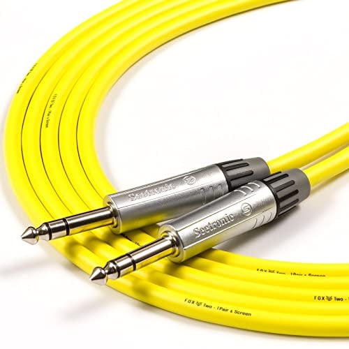 Copper Cables by designacable.com 10m - Yellow Tourgrade Balanced TRS Jack to Jack Lead - Handmade in the UK using foxTWO Cable & Seetronic MP3X Jacks.