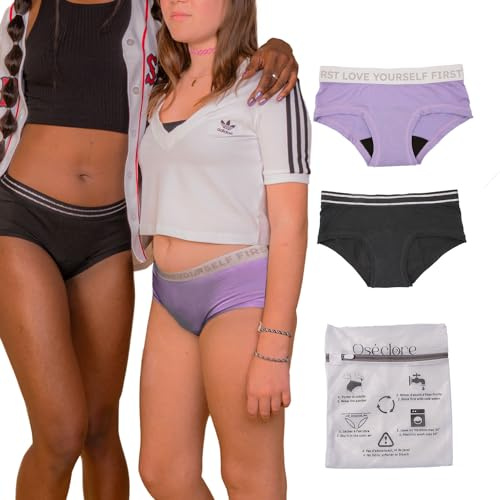 Oséclore periodenunterschwäsche mädchen - Teenager - Ultra Saugfähig - Mittlerer Fluss - Menstruation - Waschbar und Wiederverwendbar - Bio-Baumwolle & Bambus Oeko-TEX