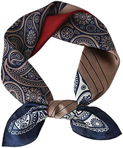 MAIRY Damenschal Faux Seidenschal Seidentuch Blume Animal Bandana Halstuch Kopftuch Schal 70 x 70cm M070009