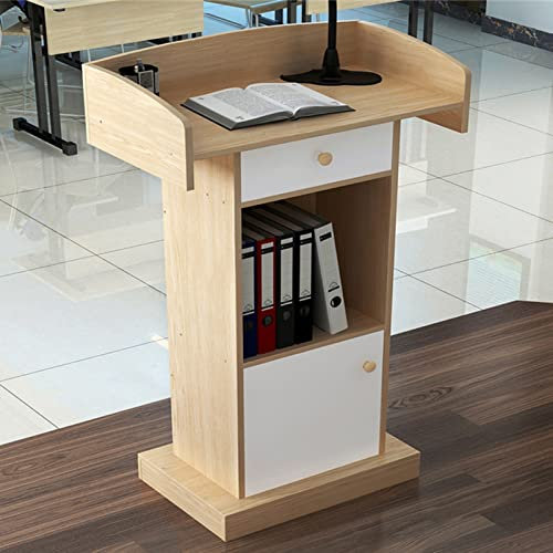 CMYUN Rednerpult Stehpult Großer Stauraum Rednerpult Podium Stehen, Schwerlast-Rednerpult für Das Heimbüro, Restaurant Und Schule, Stehendes Rednerpult aus Holz (Color : Natural)