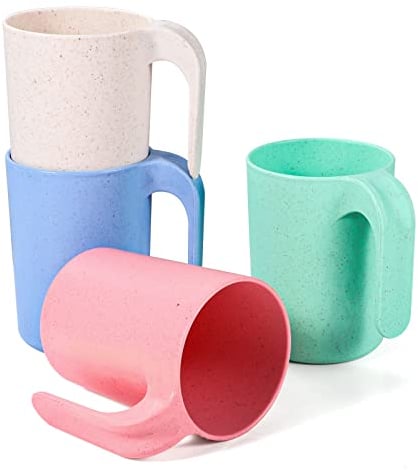 4 PCS Coffee Mugs with Handles, Unbreakable Plastic Cups Kids Drinking Picnic Camping Cup for Kitchen, Outdoor, Travel