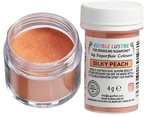 Sugarflair Silky Peach Edible Lustre Dust (E171 Free), Add a Lustrous Shine to Cakes or Decorations. Brush On or Add Rejuvenator to Create Eye-Catching Edible Paint - 4g
