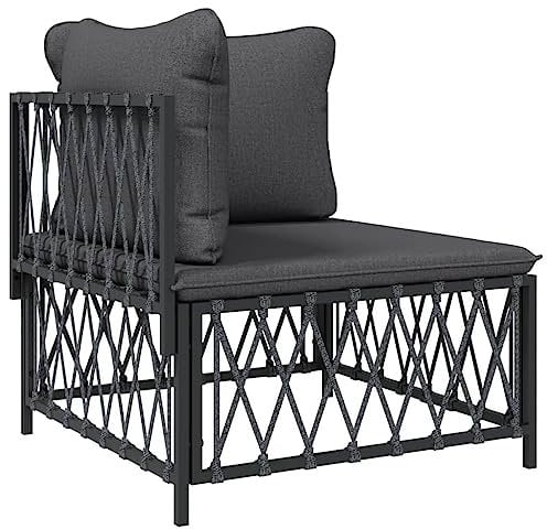 vidaXL Garten Ecksofa, Gartensofa mit Kissen Stahlrahmen, Modular Lounge Sofa für Garten Terrasse, Gartenmöbel Loungemöbel, Anthrazit Gewebe